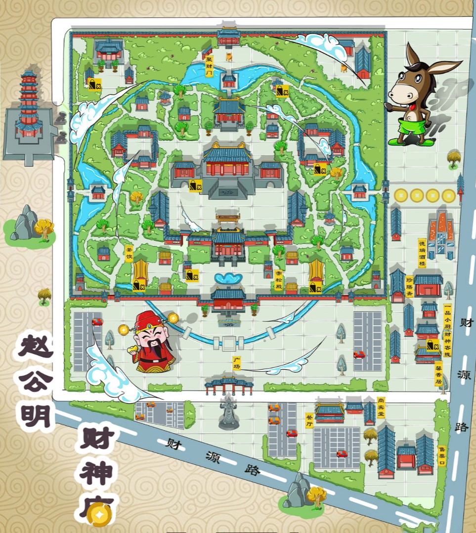 涡阳寺庙类手绘地图